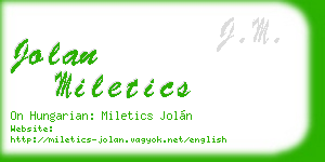 jolan miletics business card